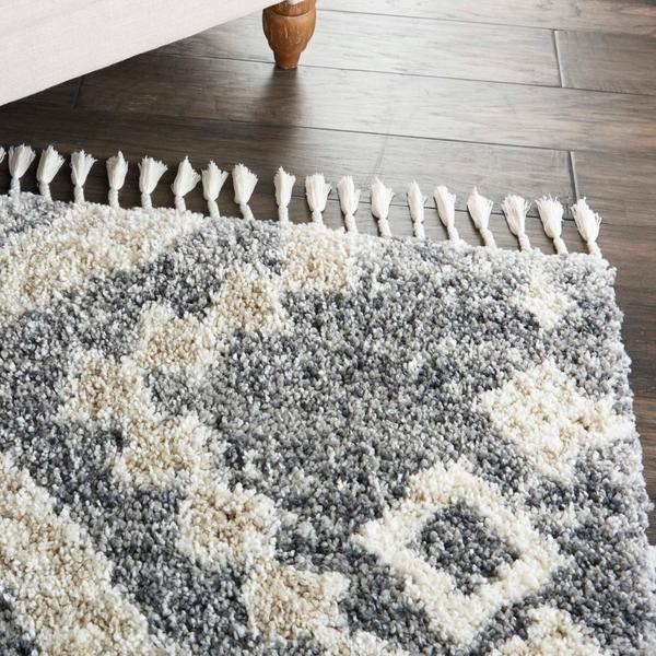 Nourison OSLO SHAG OSL02 GREY/IVORY AREA RUG