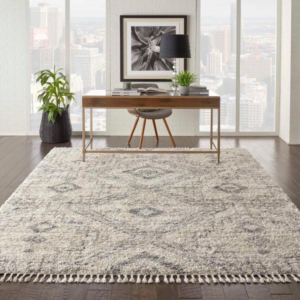 Nourison OSLO SHAG OSL02 IVORY/GREY AREA RUG