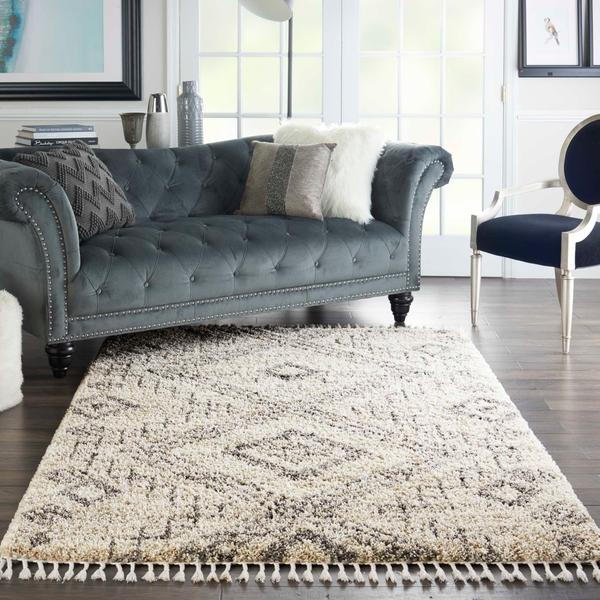 Nourison OSLO SHAG OSL02 IVORY/GREY AREA RUG
