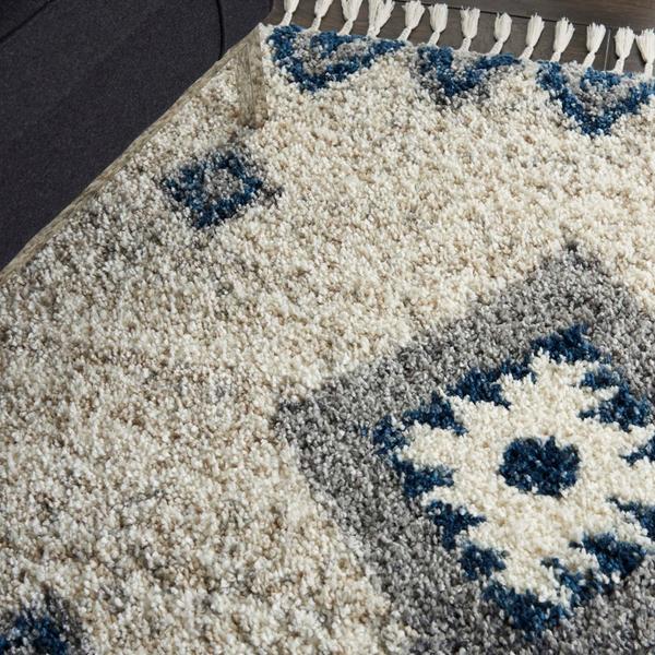 Nourison OSLO SHAG OSL03 IVORY BLUE AREA RUG