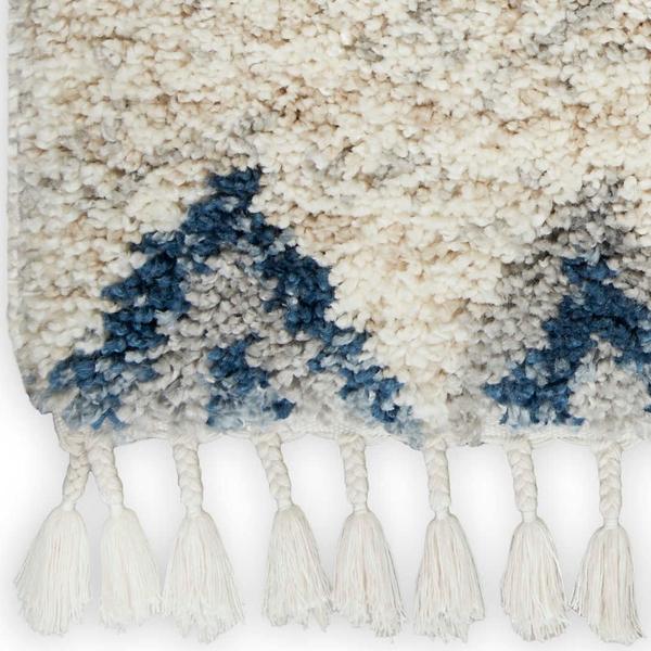 nourison OSLO SHAG OSL03 IVORY BLUE AREA RUG