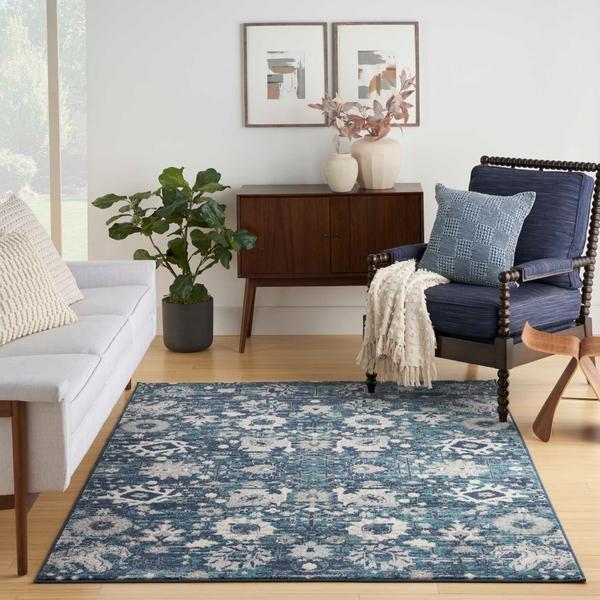 Nourison Passion Boho Floral Blue Rug PSN01 Home