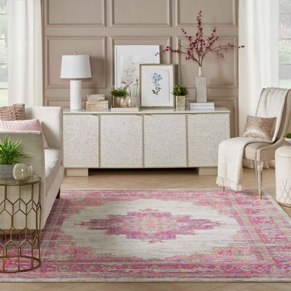 Nourison PASSION PSN03 IVORY/FUCHSIA AREA RUG
