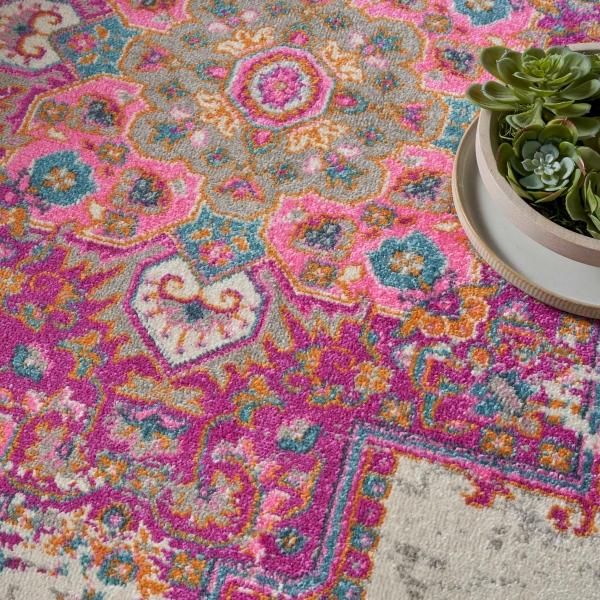 Nourison PASSION PSN03 IVORY/FUCHSIA AREA RUG