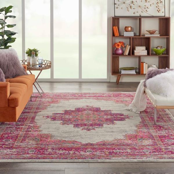 Nourison PASSION PSN03 IVORY/FUCHSIA AREA RUG