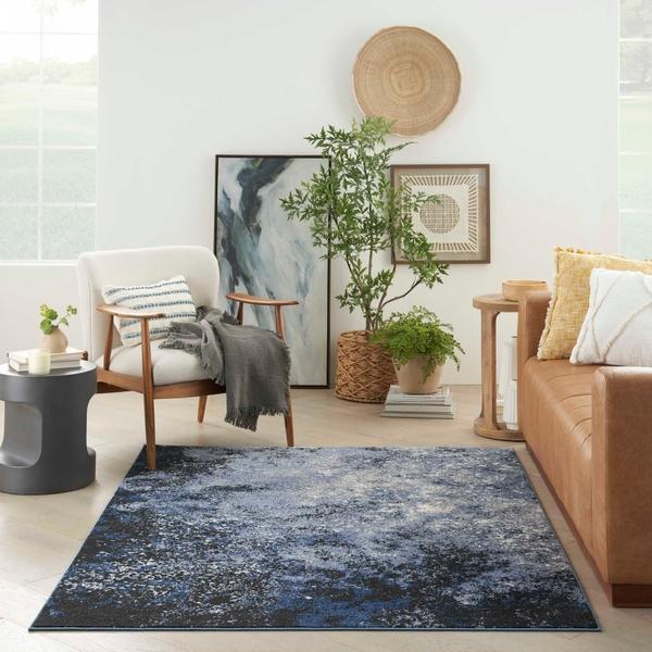 Nourison Passion PSN10 Light Blue Black Rug