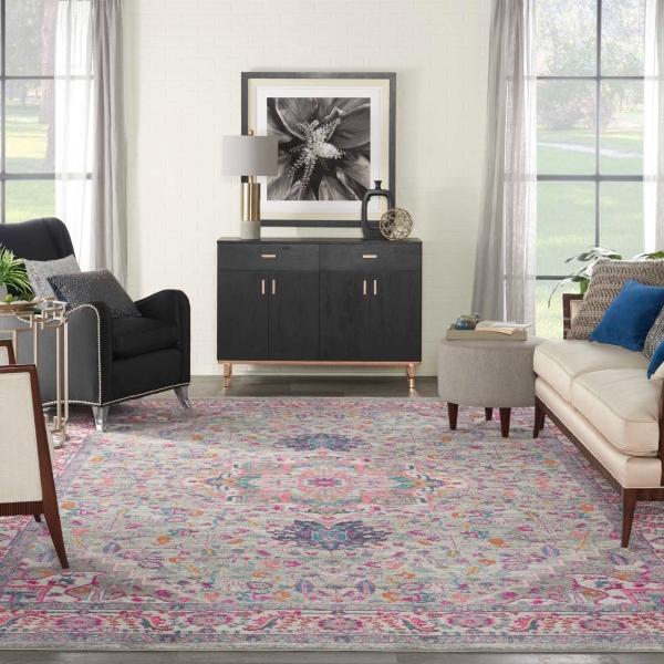 Nourison PASSION PSN20 LIGHT GREY/PINK AREA RUG