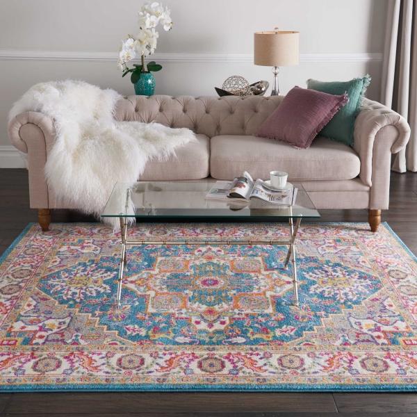 Nourison PASSION PSN20 TEAL MULTICOLOR AREA RUG