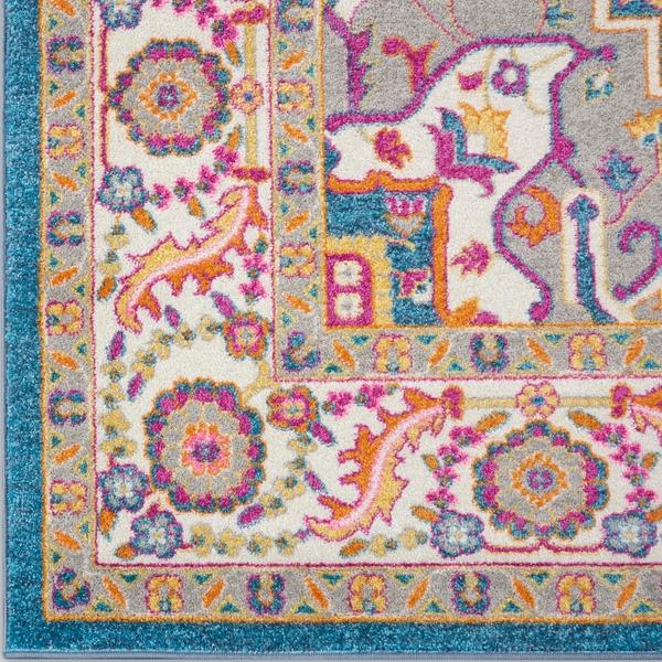 nourison PASSION PSN20 TEAL MULTICOLOR AREA RUG