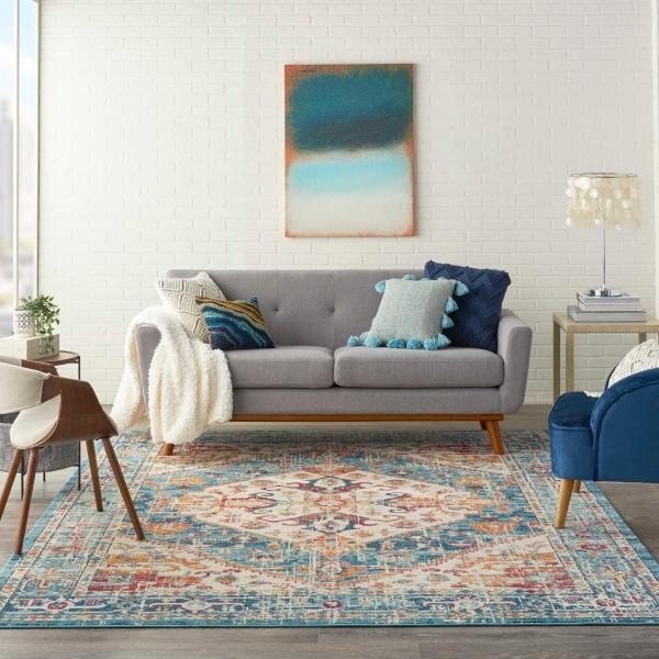 Nourison PASSION PSN23 IVORY/LIGHT BLUE AREA RUG