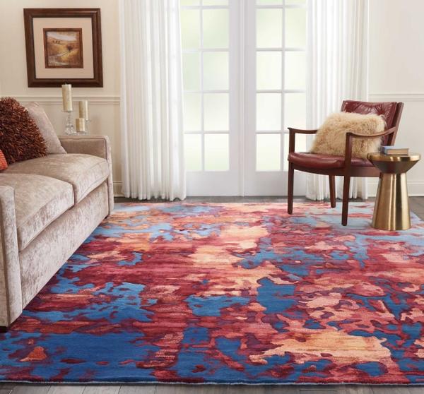nourison PRISMATIC PRS13 BLUE/FLAME AREA RUG