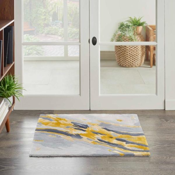 Nourison Prismatic PRS24 Grey/Gold Rug