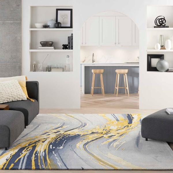 nourison Prismatic PRS24 Grey/Gold Rug