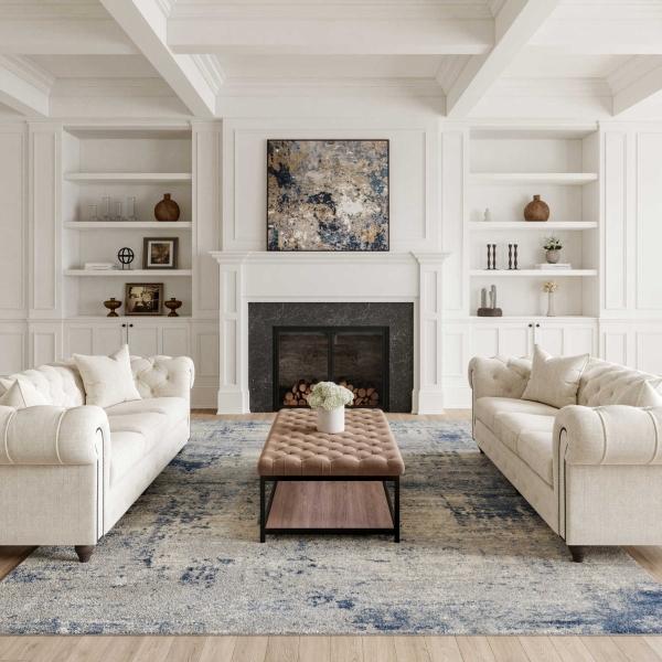 Nourison RUSTIC TEXTURES RUS10 IVORY/BLUE AREA RUG