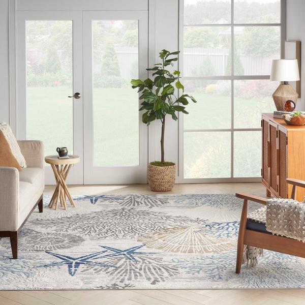 Nourison Seaside SDS04 Ivory Grey Blue Rug