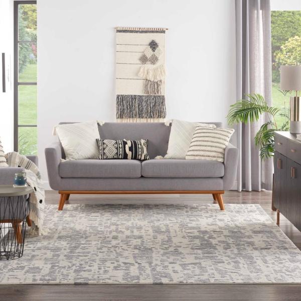 Nourison SILK SHADOWS SHA19 IVORY/GREY AREA RUG