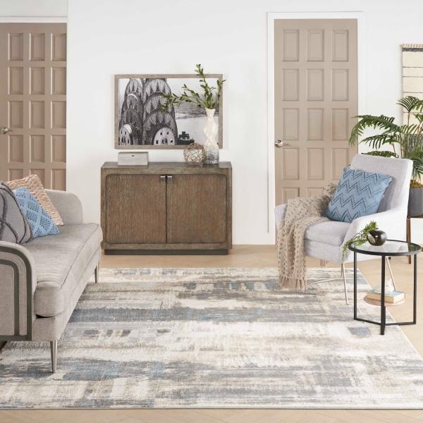 Nourison SOLACE SLA07 IVORY/GREY/BLUE AREA RUG