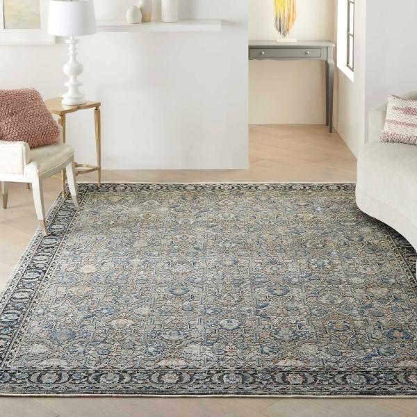 nourison STARRY NIGHTS STN10 GREY/NAVY AREA RUG