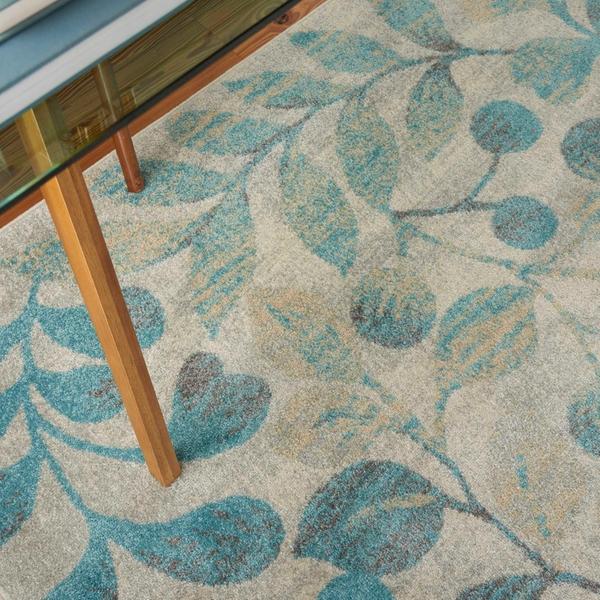 Nourison TRANQUIL TRA03 IVORY/TURQUOISE AREA RUG