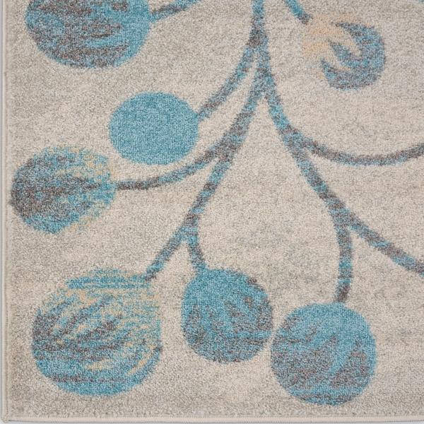 nourison TRANQUIL TRA03 IVORY/TURQUOISE AREA RUG