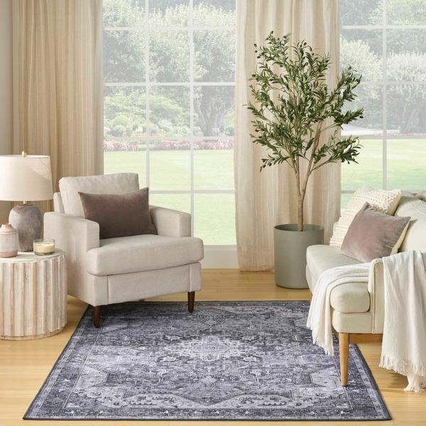 Nourison Nourison Washables Charcoal Grey Indoor Only Persian Rug NWB15