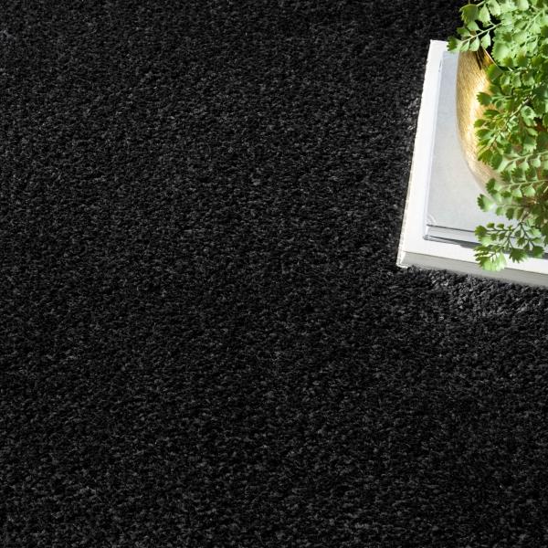 Nourison Pacific Shag Black Indoor Only Solid Rug PCS01