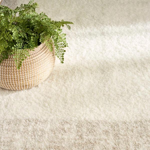 Nourison Pacific Shag Ivory Beige Indoor Only Solid Rug PCS02