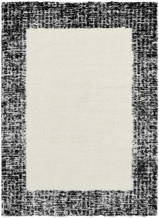 Nourison Pacific Shag Ivory Black Indoor Only Solid Rug PCS02