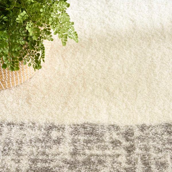 Nourison Pacific Shag Ivory Grey Indoor Only Solid Rug PCS02