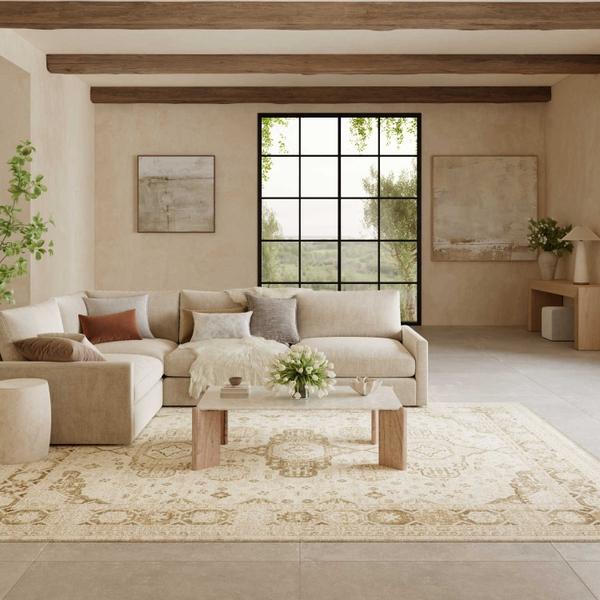 Nourison Pardis Ivory Beige Indoor Only Persian Rug PRD05