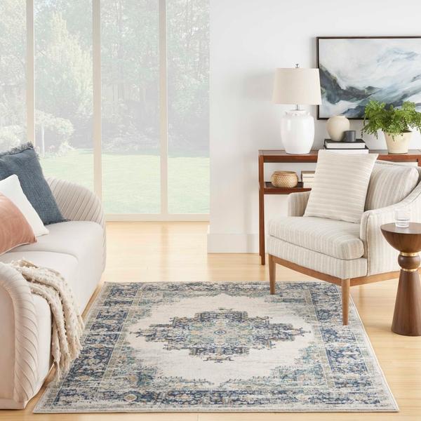 Nourison Passion Vintage Faded Persian Blue Rug PSN03 Home