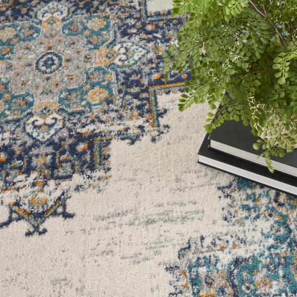 Nourison Passion Vintage Faded Persian Blue Rug PSN03 Home