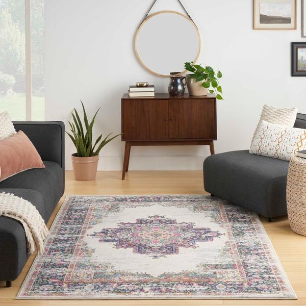 Nourison Passion Vintage Faded Persian Ivory/Blue Rug PSN03 Home