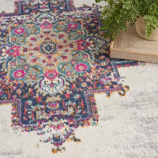 Nourison Passion Vintage Faded Persian Ivory/Blue Rug PSN03 Home