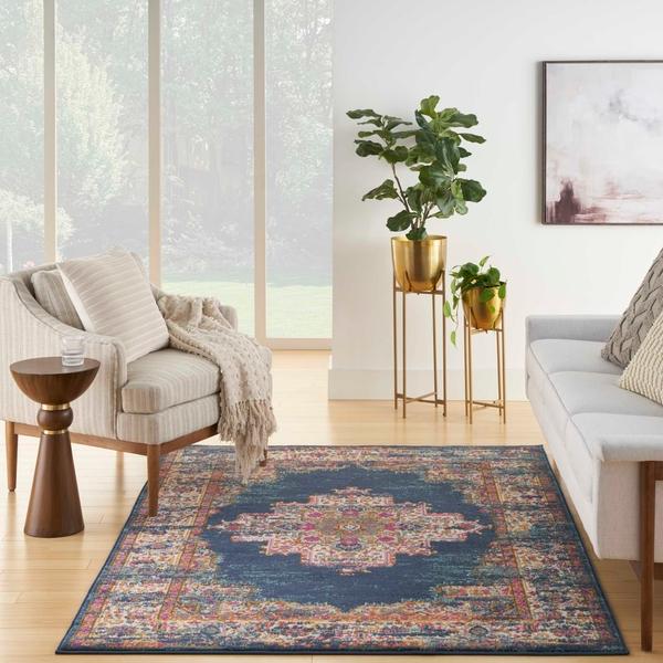 Nourison Passion Vintage Faded Persian Navy Rug PSN03 Home