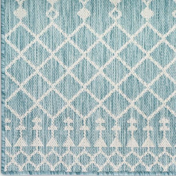 Nourison Positano Aqua Indoo/Outdoor Moroccan Rug POS02 Home