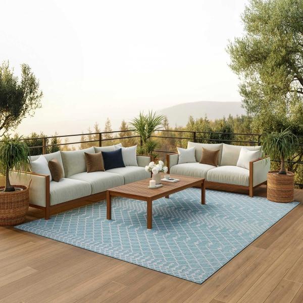 Nourison Positano Aqua Indoo/Outdoor Moroccan Rug POS02 Home