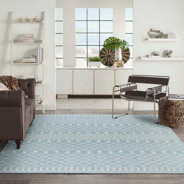 nourison Positano Aqua Indoo/Outdoor Moroccan Rug POS02 Home