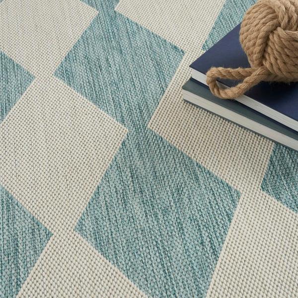 Nourison Positano Aqua Indoor/Outdoor Geometric Rug POS04 Home