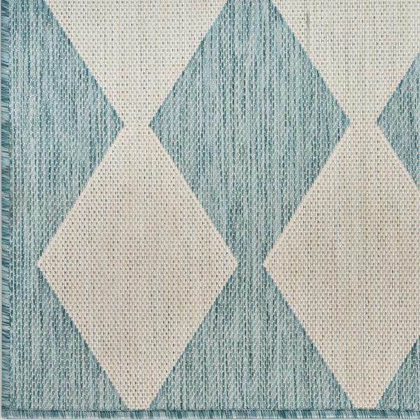 nourison Positano Aqua Indoor/Outdoor Geometric Rug POS04 Home