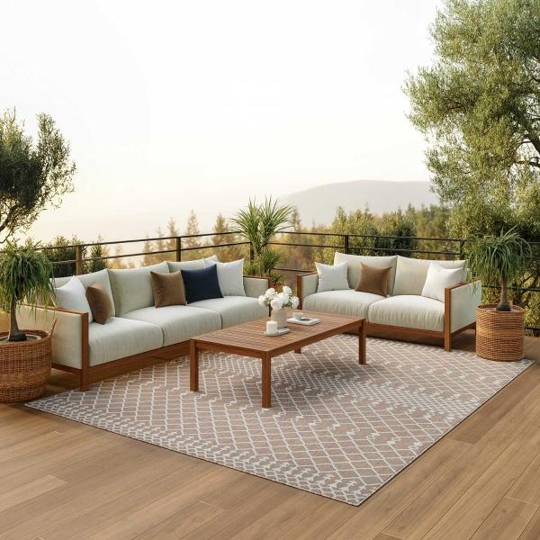 Nourison Positano Beige Indoo/Outdoor Moroccan Rug POS02 Home