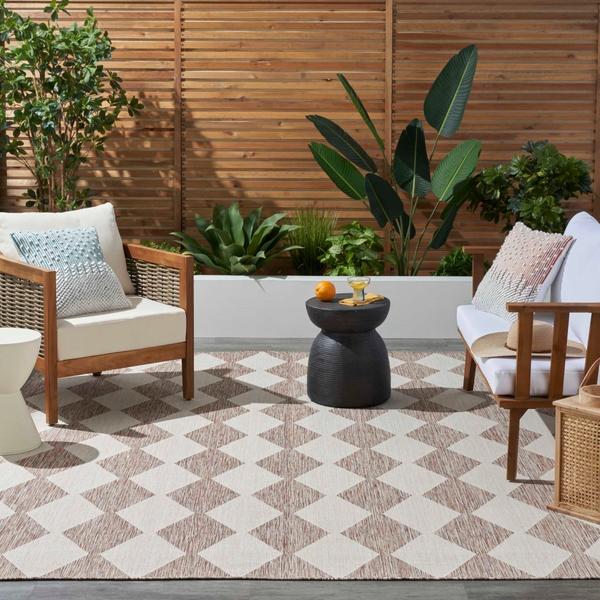 Nourison Positano Beige Indoor/Outdoor Geometric Rug POS04 Home