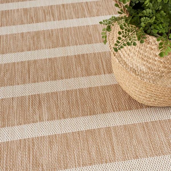 Nourison Positano Beige Ivory Indoor/Outdoor Striped Rug POS03 Home