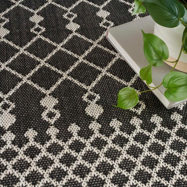 Nourison Positano Black Indoo/Outdoor Moroccan Rug POS02 Home