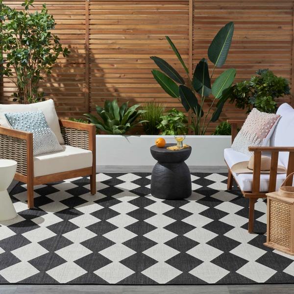 Nourison Positano Black Indoor/Outdoor Geometric Rug POS04 Home