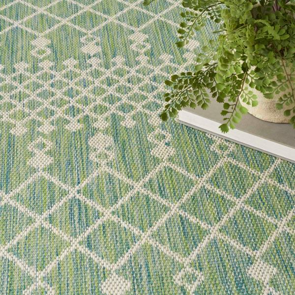 Nourison Positano Blue Green Indoo/Outdoor Moroccan Rug POS02 Home