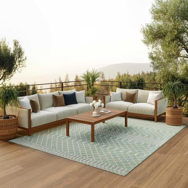nourison Positano Blue Green Indoo/Outdoor Moroccan Rug POS02 Home