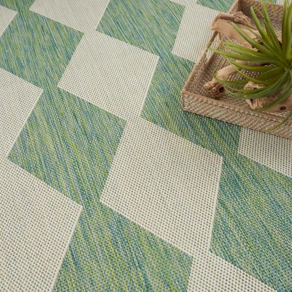 Nourison Positano Blue Green Indoor/Outdoor Geometric Rug POS04 Home