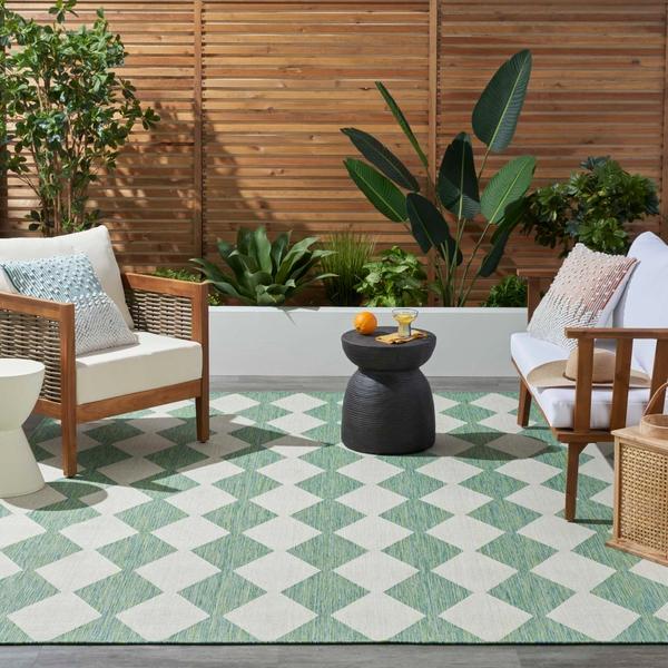 Nourison Positano Blue Green Indoor/Outdoor Geometric Rug POS04 Home