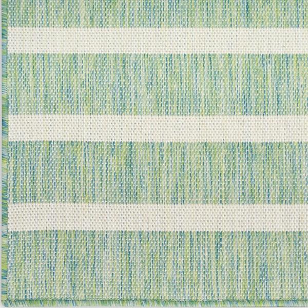 Nourison Positano Blue Green Ivory Indoor/Outdoor Striped Rug POS03 Home
